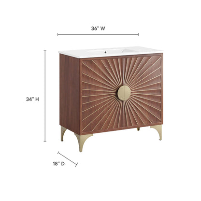 Modway - Daylight 36" Bathroom Vanity by Modway  Bathroom Vanities Brown - EEI-6298-WHI-WAL