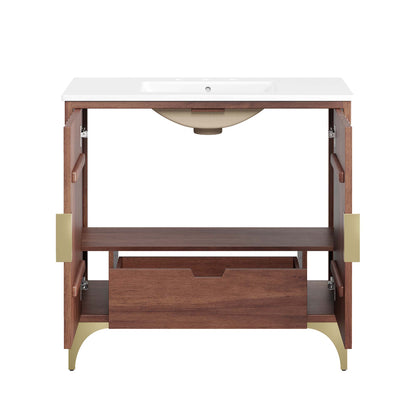 Modway - Daylight 36" Bathroom Vanity by Modway  Bathroom Vanities Brown - EEI-6298-WHI-WAL