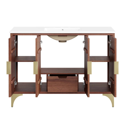 Modway - Daylight 48" Bathroom Vanity by Modway  Bathroom Vanities Brown - EEI-6302-WHI-WAL