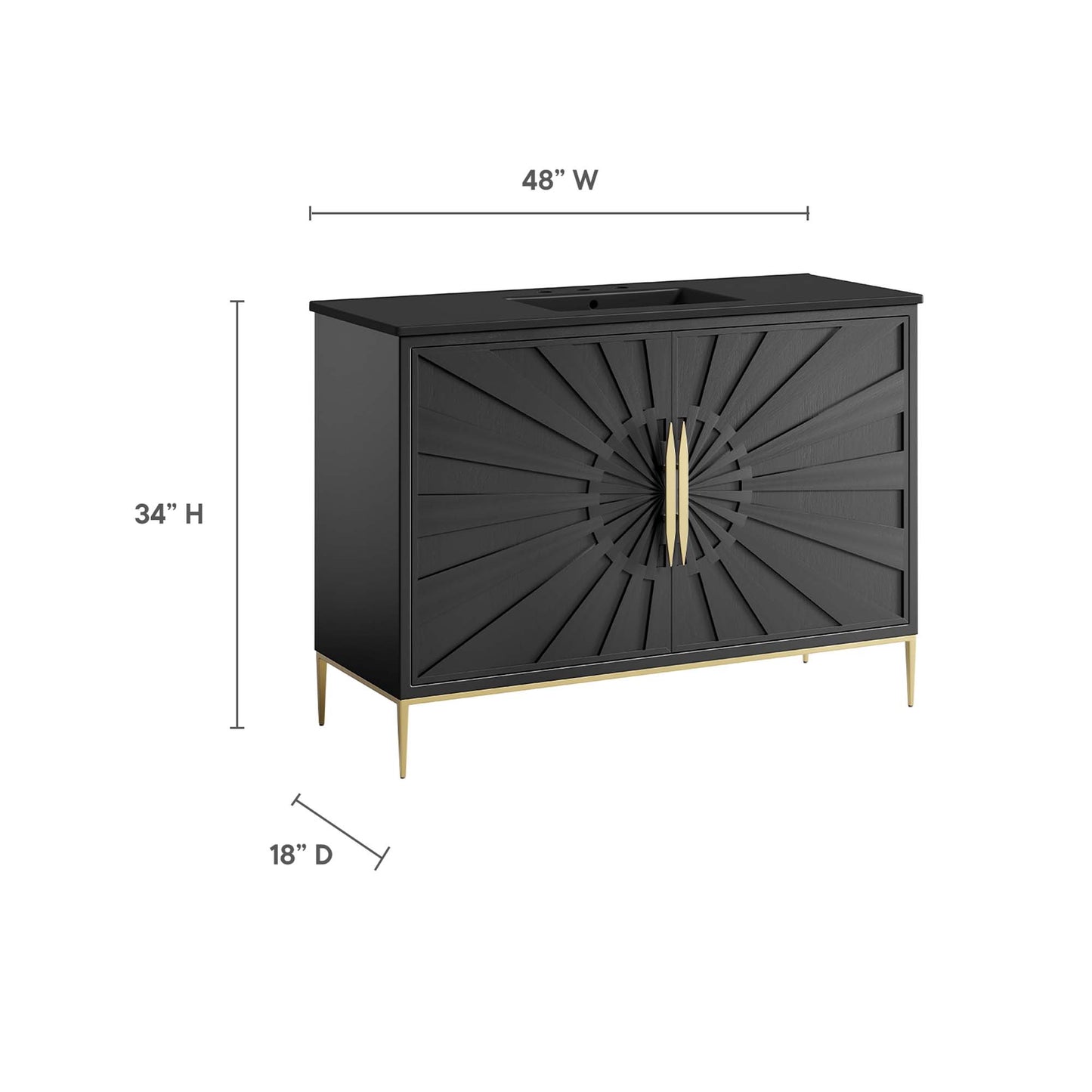 Modway - Awaken 48" Bathroom Vanity by Modway  Bathroom Vanities Black - EEI-6303-BLK-BLK