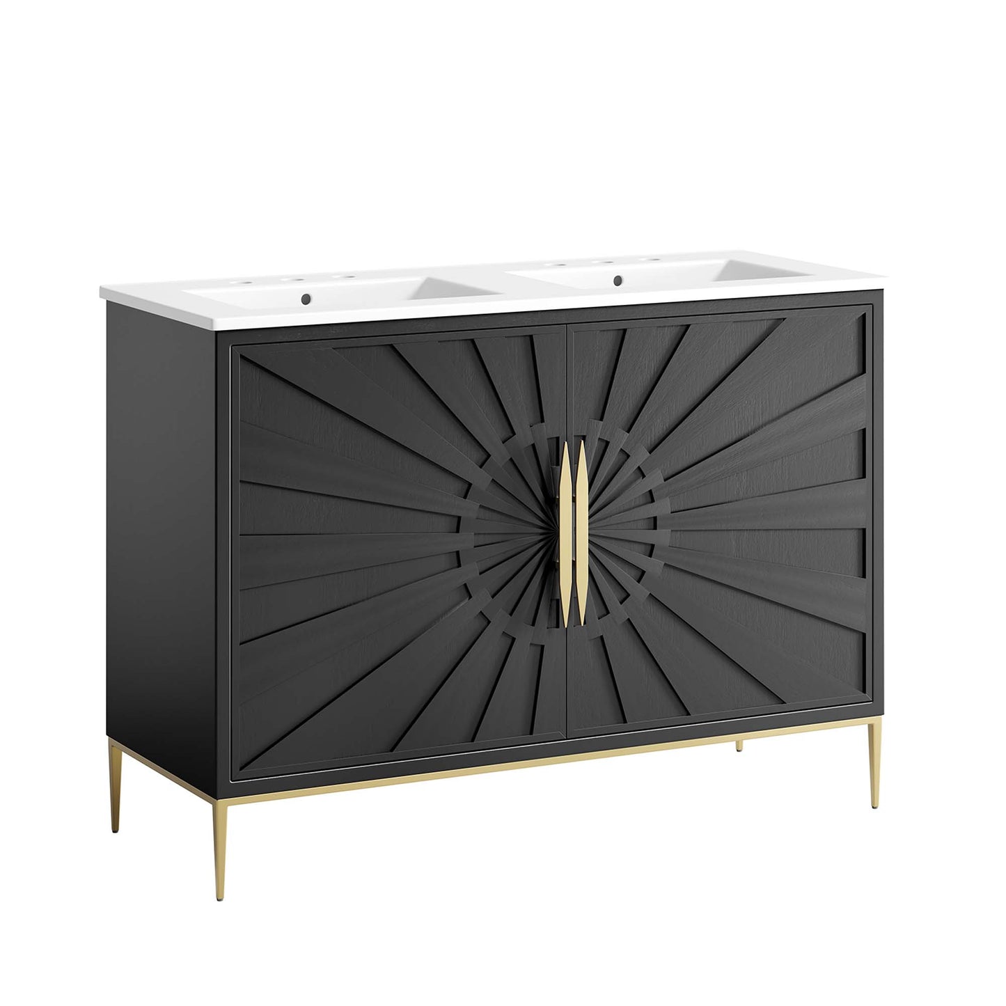 Modway - Awaken 48" Double Sink Bathroom Vanity by Modway  Bathroom Vanities Black - EEI-6305-WHI-BLK