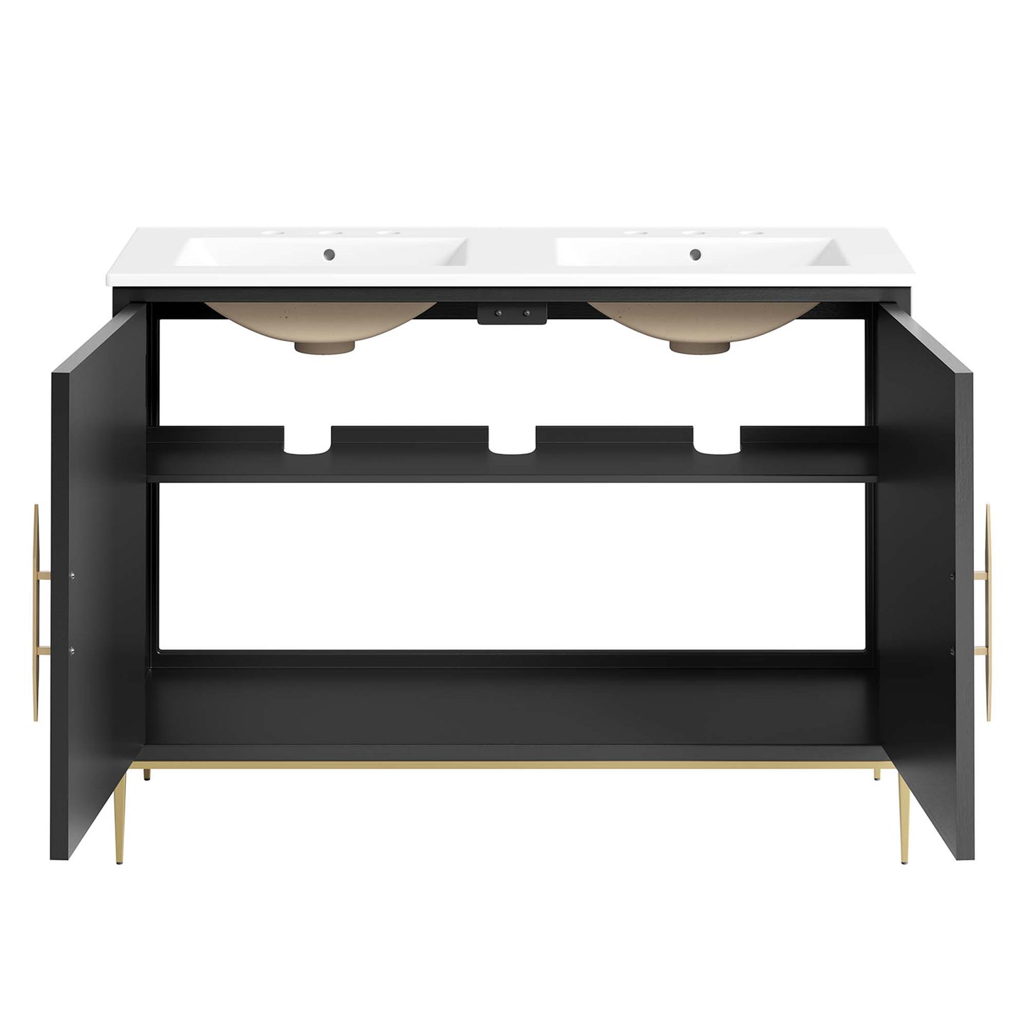 Modway - Awaken 48" Double Sink Bathroom Vanity by Modway  Bathroom Vanities Black - EEI-6305-WHI-BLK