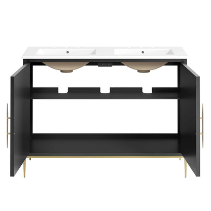 Modway - Awaken 48" Double Sink Bathroom Vanity by Modway  Bathroom Vanities Black - EEI-6305-WHI-BLK