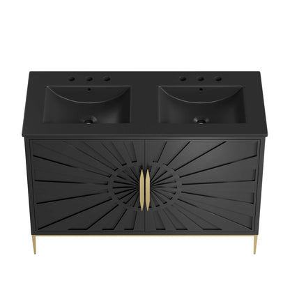 Modway - Awaken 48" Double Sink Bathroom Vanity by Modway  Bathroom Vanities Black - EEI-6307-BLK-BLK
