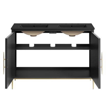 Modway - Awaken 48" Double Sink Bathroom Vanity by Modway  Bathroom Vanities Black - EEI-6307-BLK-BLK