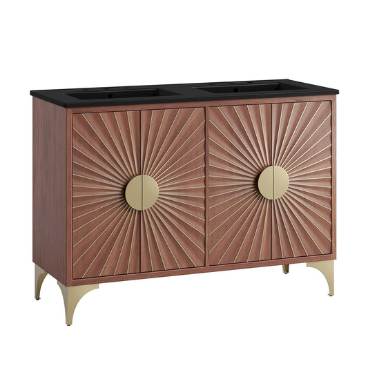 Modway - Daylight 48" Double Sink Bathroom Vanity by Modway  Bathroom Vanities Brown - EEI-6308-BLK-WAL