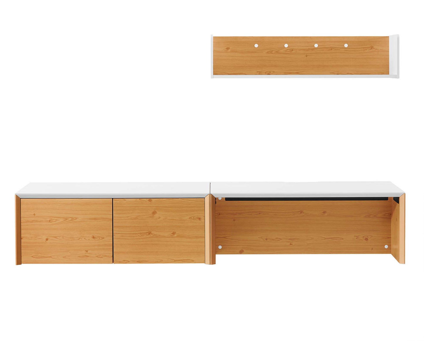 Modway Outlet Kinetic 38" Wall-Mount Office Desk With Cabinet and Shelf by Modway  Office Furniture Furniture White Natural - EEI-6311-WHI-NAT