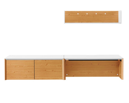 Modway Outlet Kinetic 38" Wall-Mount Office Desk With Cabinet and Shelf by Modway  Office Furniture Furniture White Natural - EEI-6311-WHI-NAT