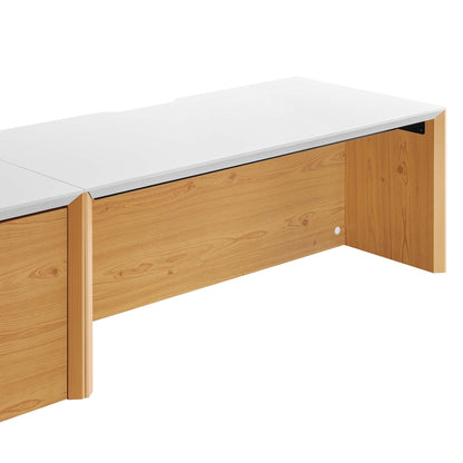 Modway Outlet Kinetic 38" Wall-Mount Office Desk With Cabinet and Shelf by Modway  Office Furniture Furniture White Natural - EEI-6311-WHI-NAT