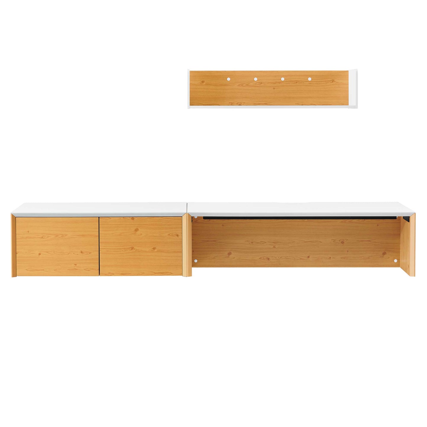 Modway Outlet Kinetic 49" Wall-Mount Office Desk With Cabinet and Shelf by Modway  Office Furniture Furniture White Natural - EEI-6312-WHI-NAT