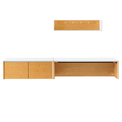 Modway Outlet Kinetic 49" Wall-Mount Office Desk With Cabinet and Shelf by Modway  Office Furniture Furniture White Natural - EEI-6312-WHI-NAT