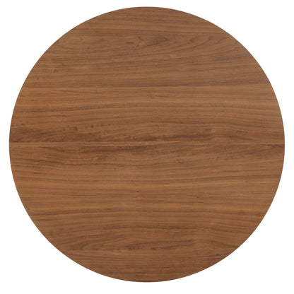 Walnut-finish wooden dining table top with warm brown wood grain.