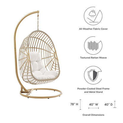 Modway - Amalie Wicker Rattan Outdoor Patio Rattan Swing Chair by Modway  Outdoor Furniture Daybeds and Lounges White - EEI-6337-NAT-WHI