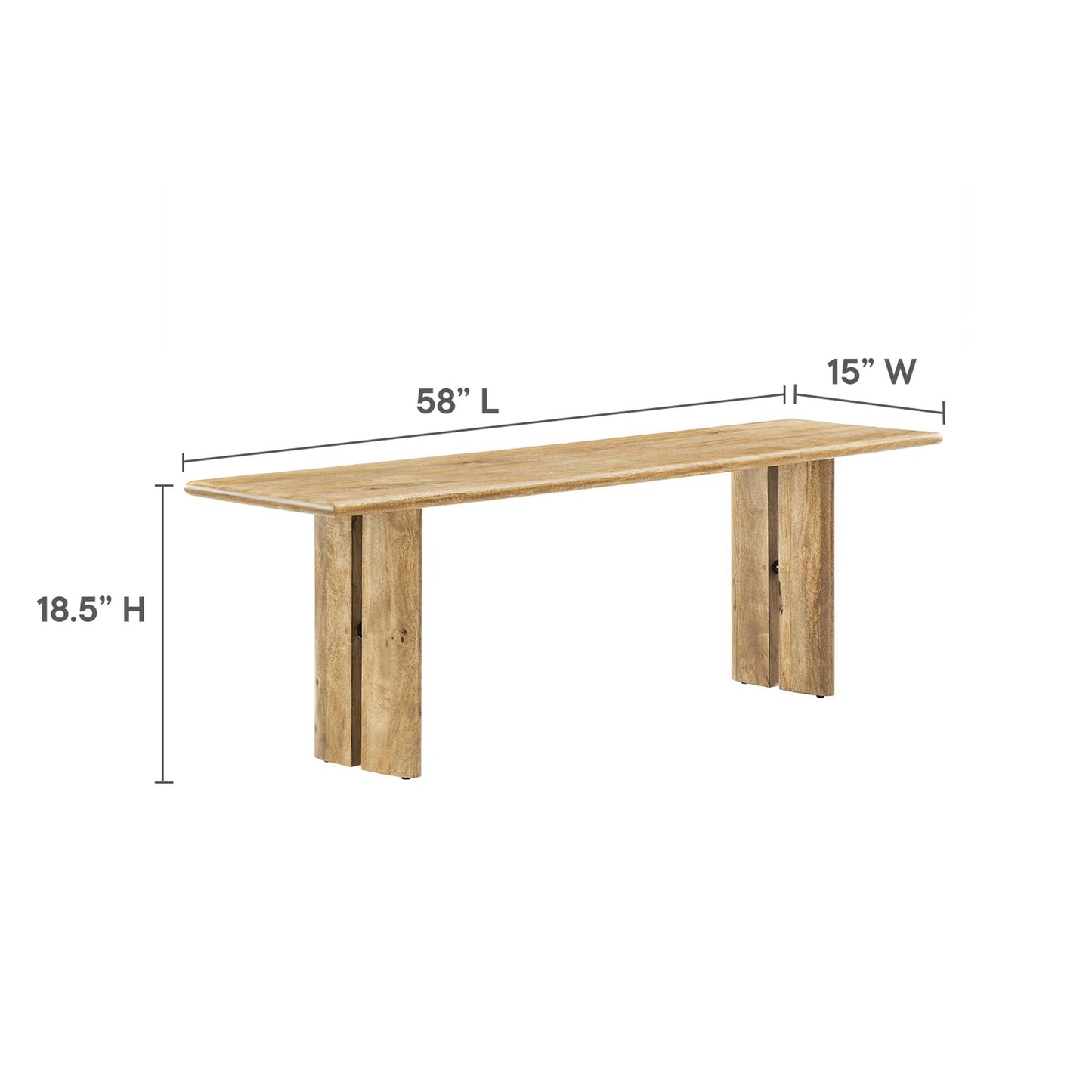 Modway - Amistad 58" Wood Bench by Modway  Living Room Benches and Stools Brown - EEI-6344-OAK