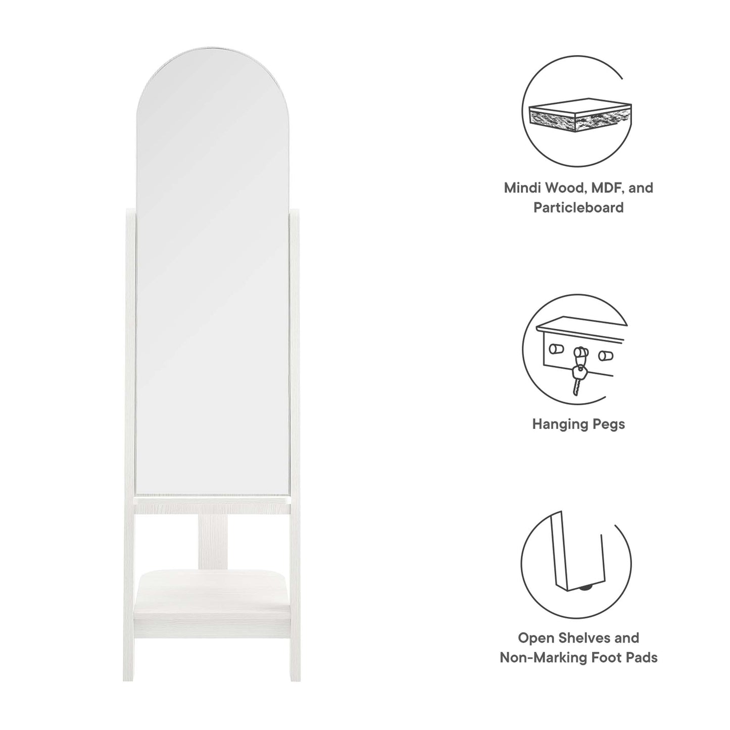Modway Outlet Ascend Standing Mirror by Modway  Bedroom Furniture White - EEI-6346-WHI