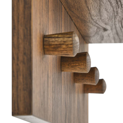 Walnut wood framed wall-mounted mirror.
