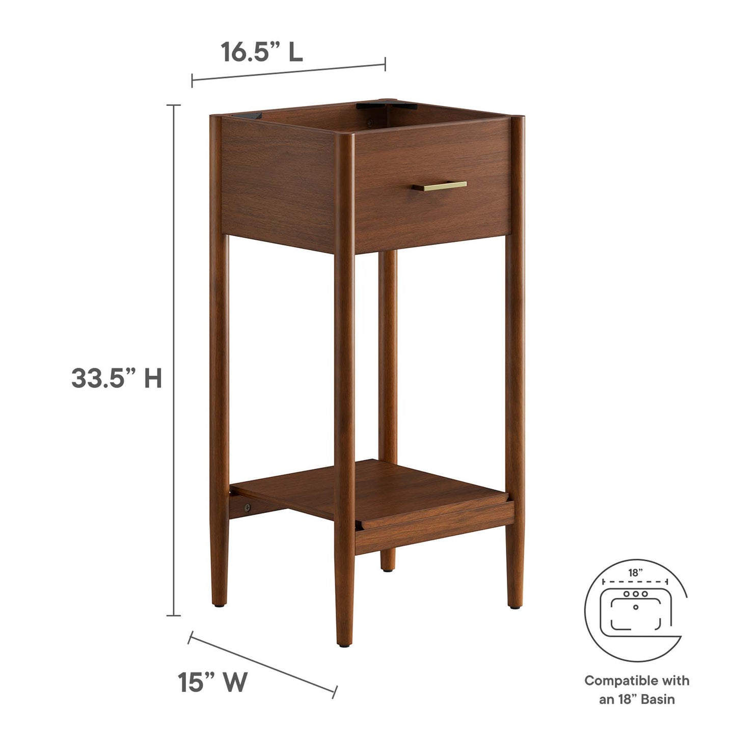 Modway - Zaire 18" Bathroom Vanity Cabinet (Sink Basin Not Included) by Modway  Bathroom Vanities Brown - EEI-6351-WAL