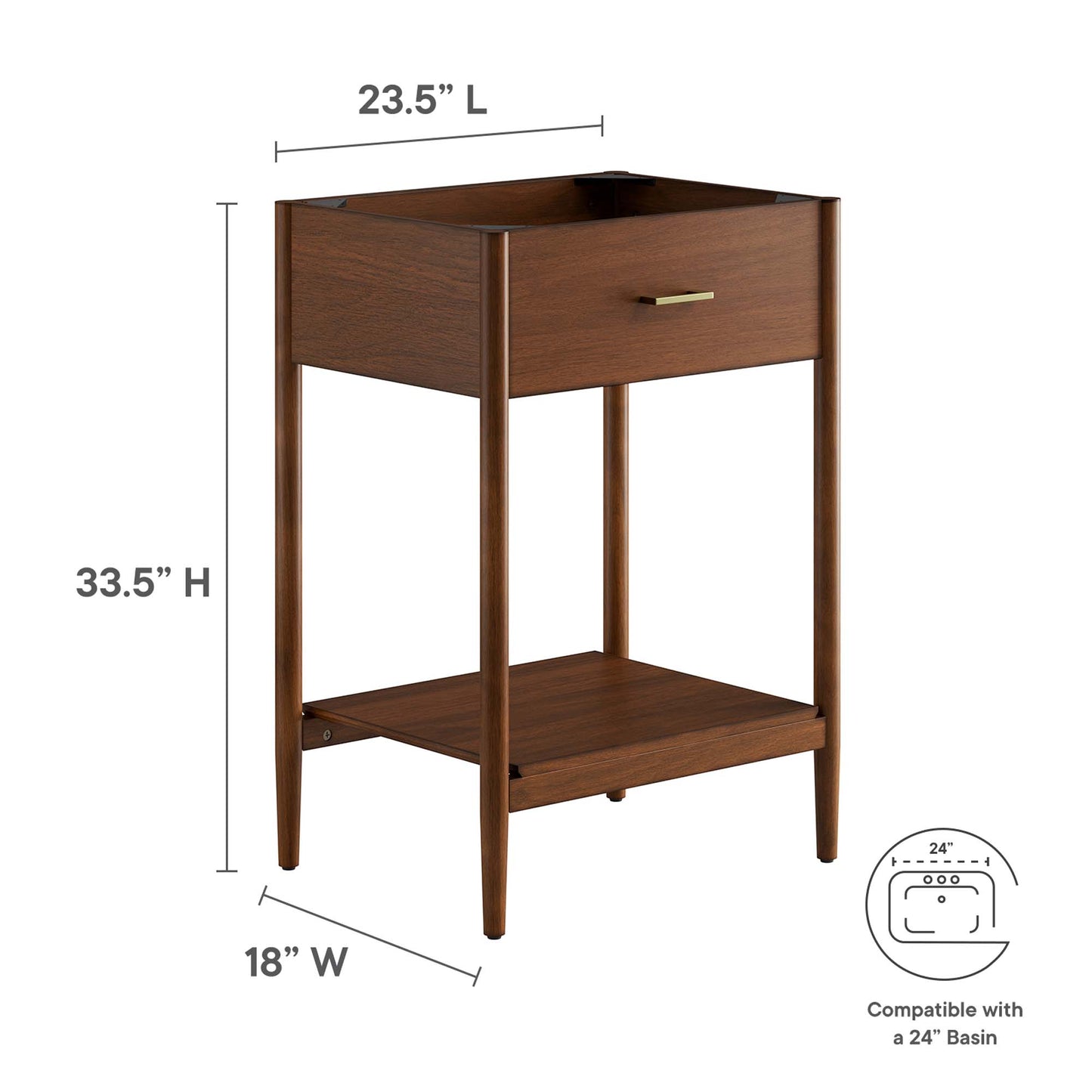 Modway - Zaire 24" Bathroom Vanity Cabinet (Sink Basin Not Included) by Modway  Bathroom Vanities Brown - EEI-6352-WAL