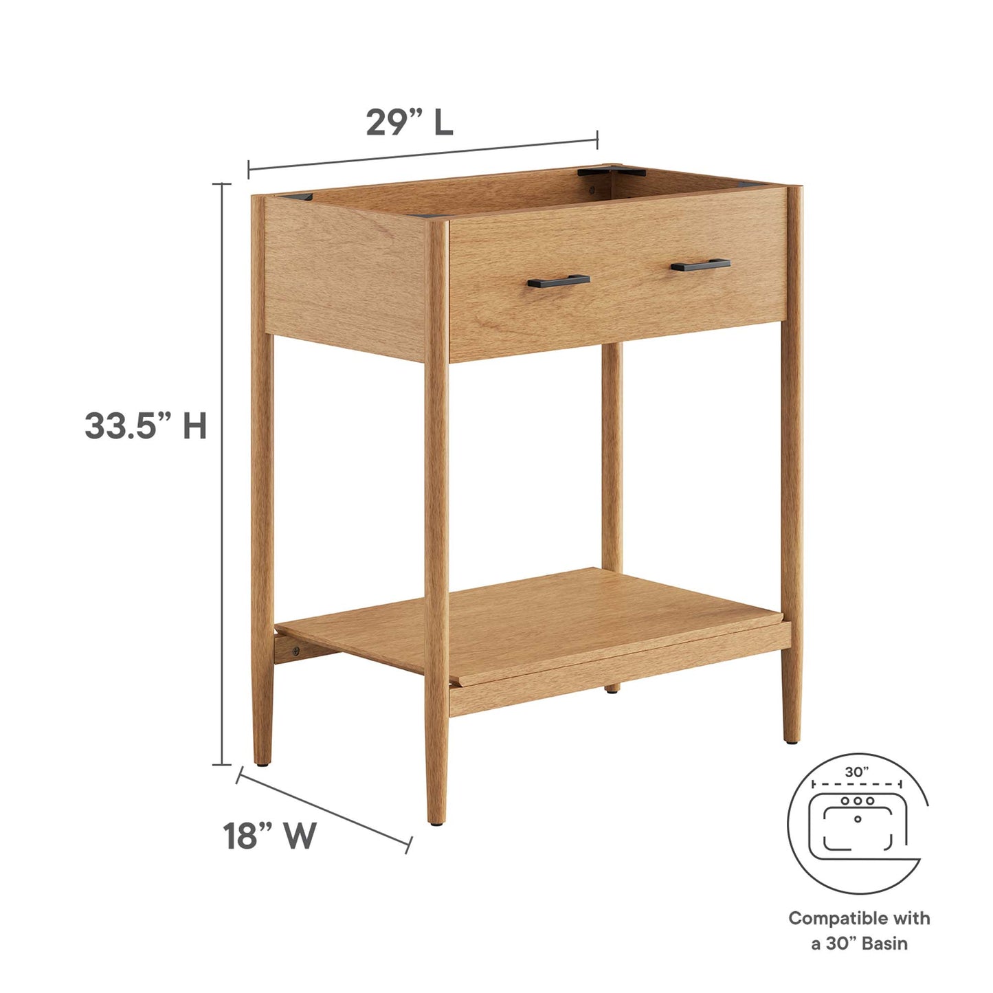 Modway - Zaire 30" Bathroom Vanity Cabinet (Sink Basin Not Included) by Modway  Bathroom Vanities Brown - EEI-6353-NAT
