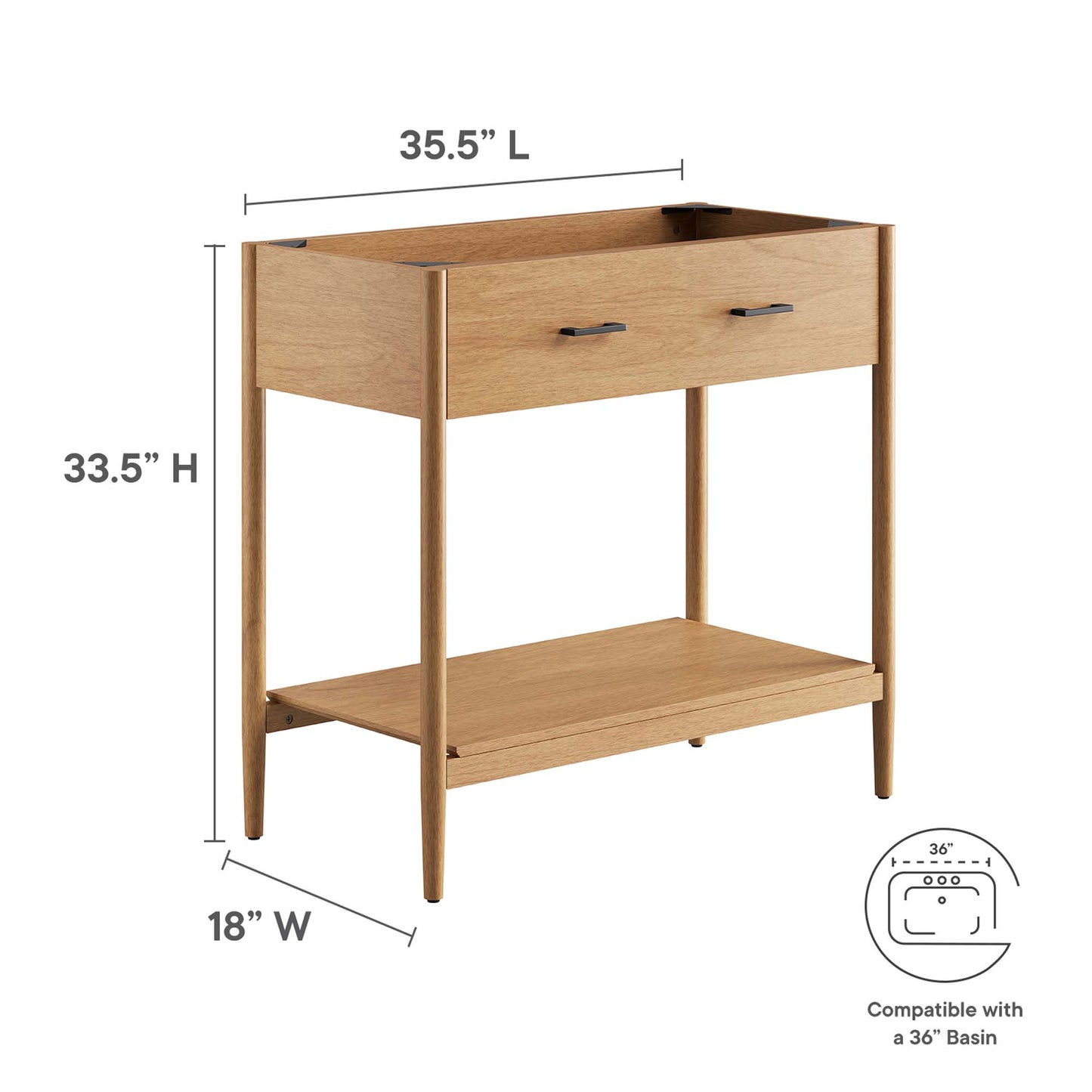 Modway - Zaire 36" Bathroom Vanity Cabinet (Sink Basin Not Included) by Modway  Bathroom Vanities Brown - EEI-6354-NAT