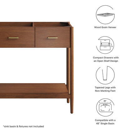 Modway - Zaire 48? Single Sink Compatible Bathroom Vanity Cabinet (Sink Basin Not Included) by Modway  Bathroom Vanities Brown - EEI-6355-WAL