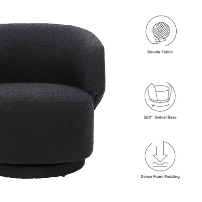 Modway - Celestia Boucle Fabric Swivel Chair by Modway  Living Room Sofas and Armchairs Black - EEI-6357-BLK