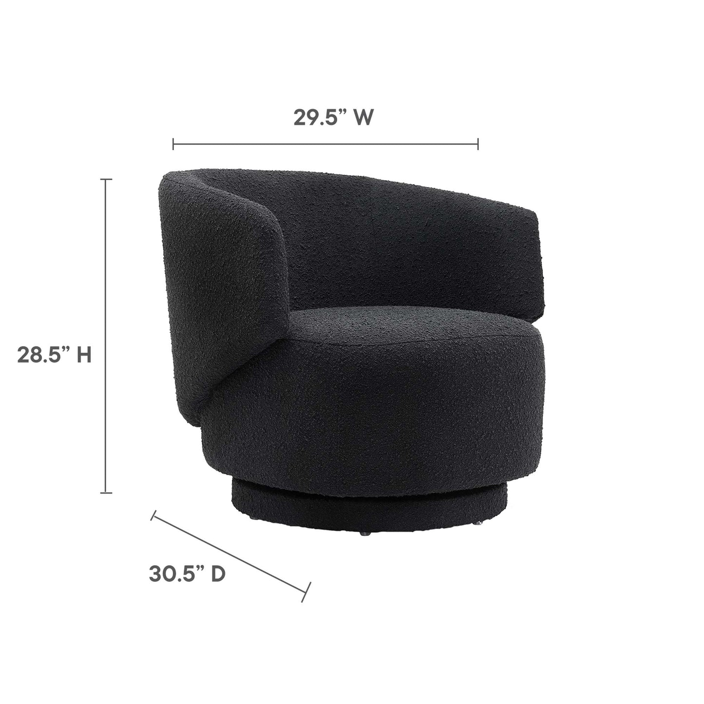 Modway - Celestia Boucle Fabric Swivel Chair by Modway  Living Room Sofas and Armchairs Black - EEI-6357-BLK