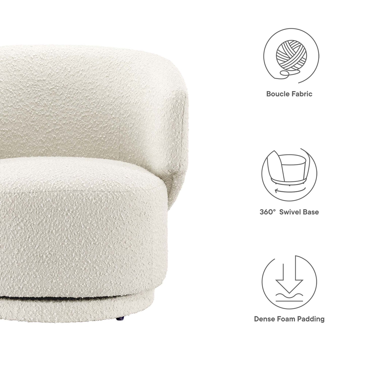Modway - Celestia Boucle Fabric Swivel Chair by Modway  Living Room Sofas and Armchairs White - EEI-6357-IVO