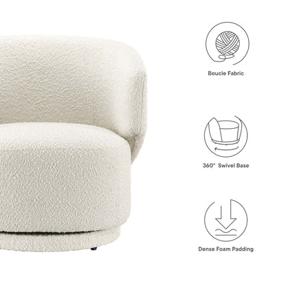 Modway - Celestia Boucle Fabric Swivel Chair by Modway  Living Room Sofas and Armchairs White - EEI-6357-IVO