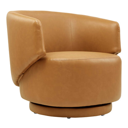 Modway - Celestia Vegan Leather Fabric and Wood Swivel Chair by Modway  Living Room Sofas and Armchairs Brown - EEI-6358-TAN