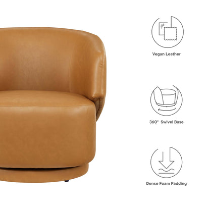 Modway - Celestia Vegan Leather Fabric and Wood Swivel Chair by Modway  Living Room Sofas and Armchairs Brown - EEI-6358-TAN