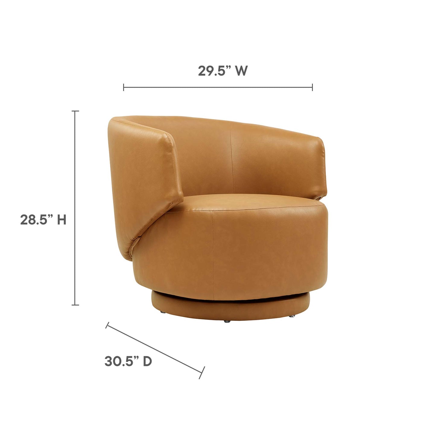 Modway - Celestia Vegan Leather Fabric and Wood Swivel Chair by Modway  Living Room Sofas and Armchairs Brown - EEI-6358-TAN