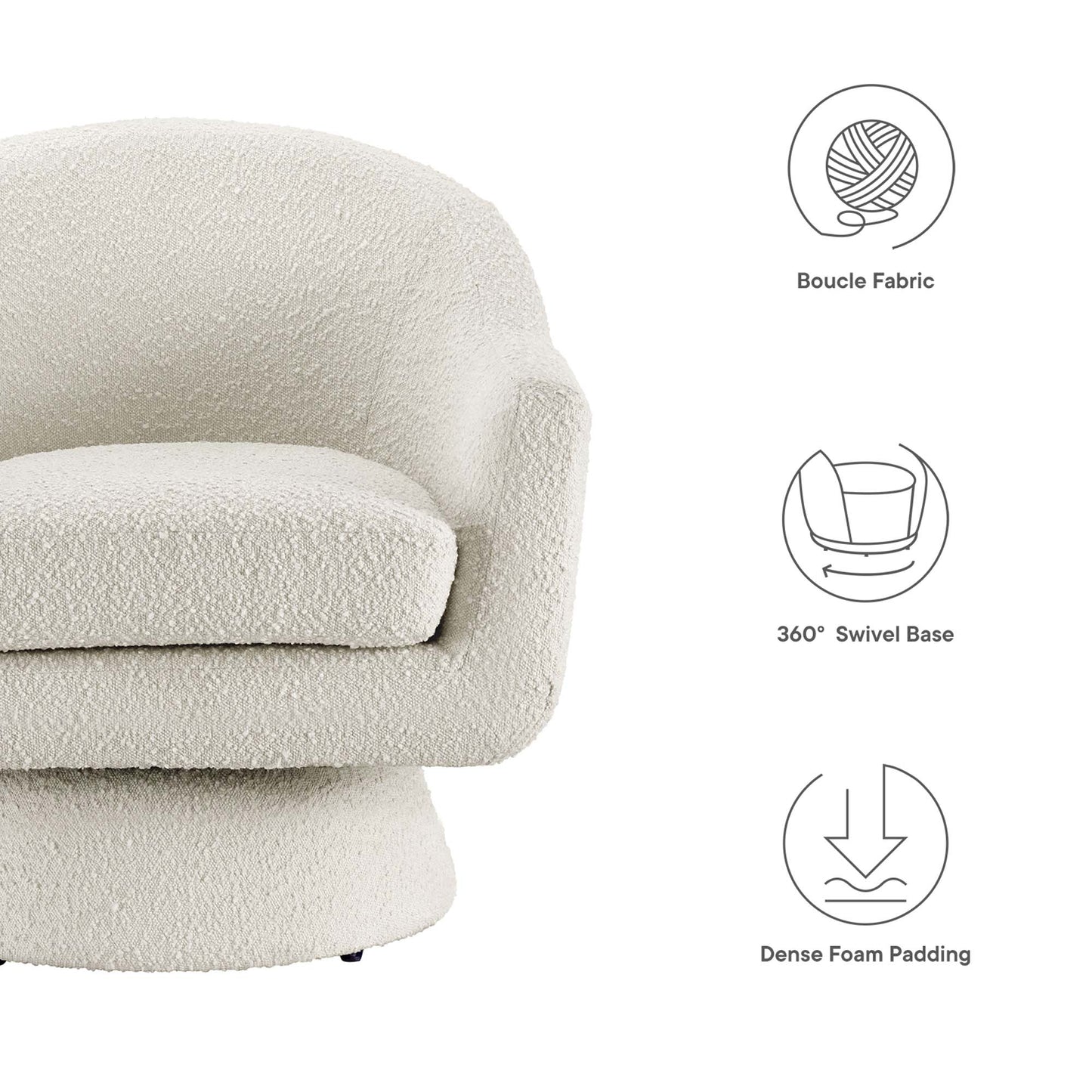 Modway - Astral Boucle Fabric Swivel Chair by Modway  Living Room Sofas and Armchairs White - EEI-6359-IVO
