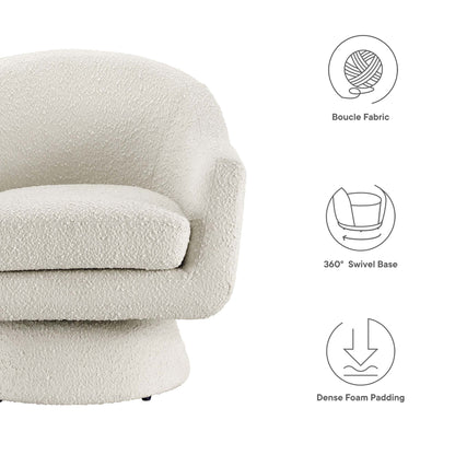 Modway - Astral Boucle Fabric Swivel Chair by Modway  Living Room Sofas and Armchairs White - EEI-6359-IVO