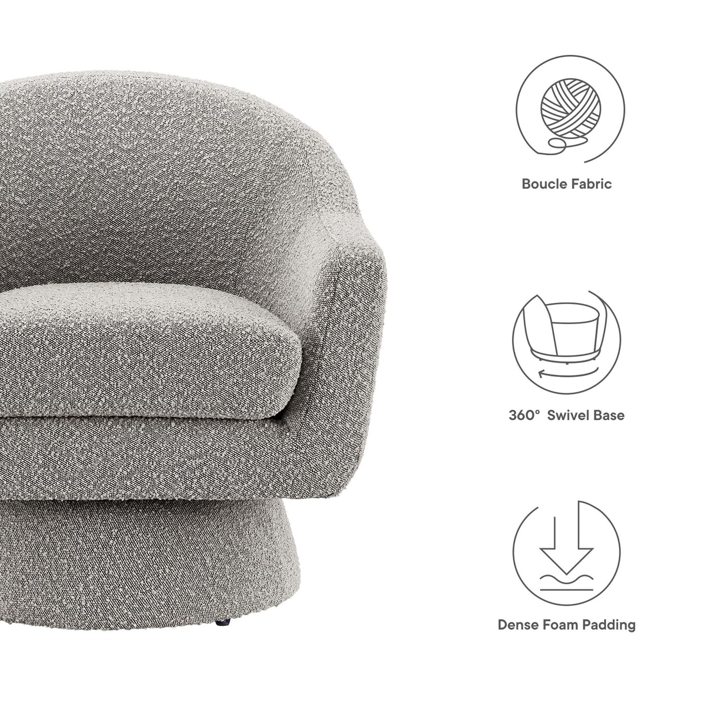 Modway - Astral Boucle Fabric Swivel Chair by Modway  Living Room Sofas and Armchairs Oatmeal - EEI-6359-TAU