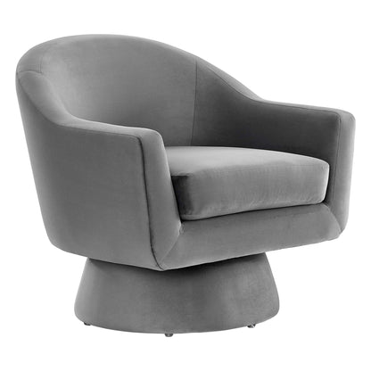 Modway - Astral Performance Velvet Fabric and Wood Swivel Chair by Modway  Living Room Sofas and Armchairs Gray - EEI-6360-GRY
