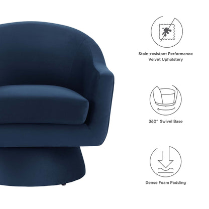 Modway - Astral Performance Velvet Fabric and Wood Swivel Chair by Modway  Living Room Sofas and Armchairs Blue - EEI-6360-MID
