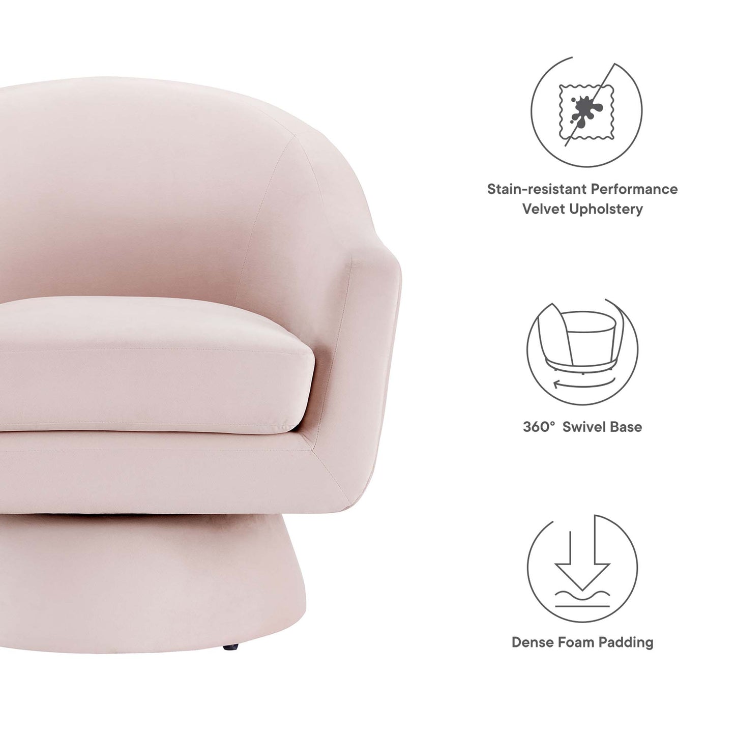 Modway - Astral Performance Velvet Fabric and Wood Swivel Chair by Modway  Living Room Sofas and Armchairs Red - EEI-6360-PNK