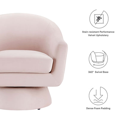 Modway - Astral Performance Velvet Fabric and Wood Swivel Chair by Modway  Living Room Sofas and Armchairs Red - EEI-6360-PNK