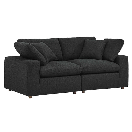Modway - Commix Down Filled Overstuffed Boucle Fabric Loveseat by Modway  Living Room Sofas and Armchairs Black - EEI-6361-BLK