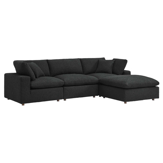Modway - Commix 4-Piece Down Filled Overstuffed Boucle Fabric Sectional Sofa by Modway  Living Room Sofas and Armchairs Black - EEI-6363-BLK
