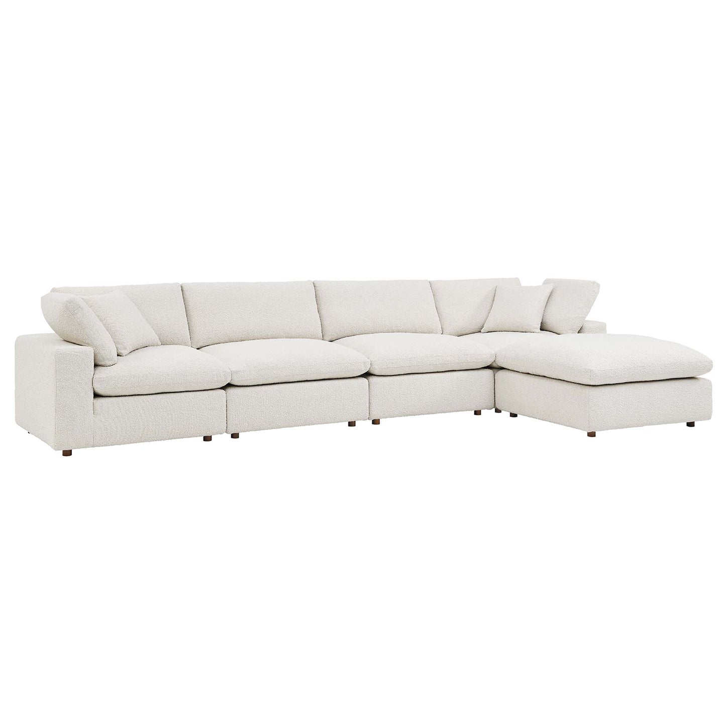 Modway - Commix 5-Piece Down Filled Overstuffed Boucle Fabric Sectional Sofa by Modway  Living Room Sofas and Armchairs White - EEI-6365-IVO