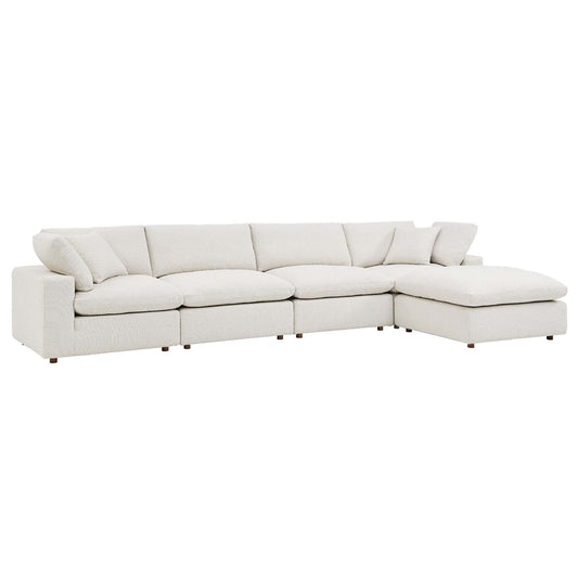 Modway - Commix 5-Piece Down Filled Overstuffed Boucle Fabric Sectional Sofa by Modway  Living Room Sofas and Armchairs White - EEI-6365-IVO