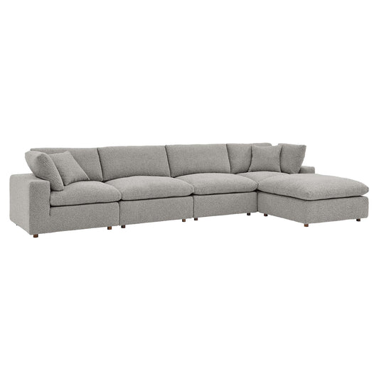 Modway - Commix 5-Piece Down Filled Overstuffed Boucle Fabric Sectional Sofa by Modway  Living Room Sofas and Armchairs Gray - EEI-6365-LGR
