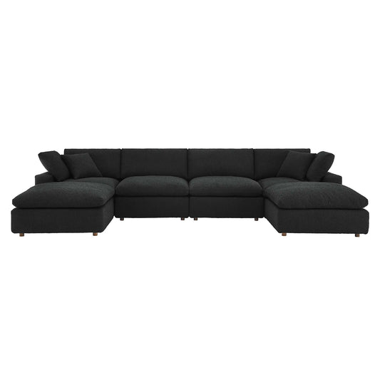 Modway - Commix 6-Piece Down Filled Overstuffed Boucle Sectional Sofa by Modway  Living Room Sofas and Armchairs Black - EEI-6366-BLK