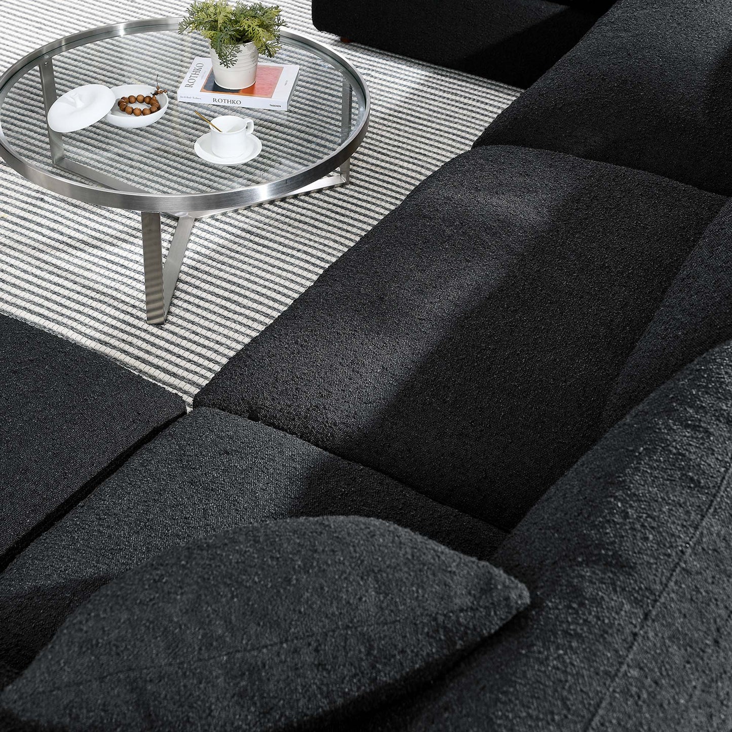 Modway - Commix 6-Piece Down Filled Overstuffed Boucle Sectional Sofa by Modway  Living Room Sofas and Armchairs Black - EEI-6366-BLK