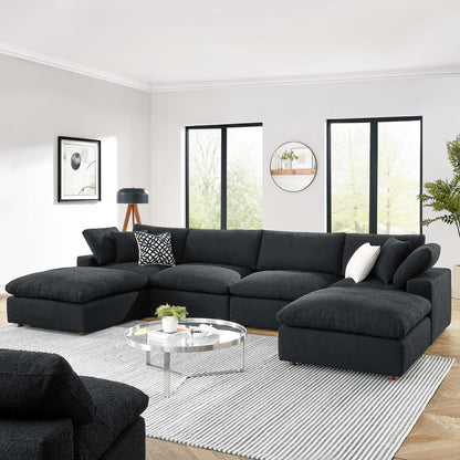 Modway - Commix 6-Piece Down Filled Overstuffed Boucle Sectional Sofa by Modway  Living Room Sofas and Armchairs Black - EEI-6366-BLK
