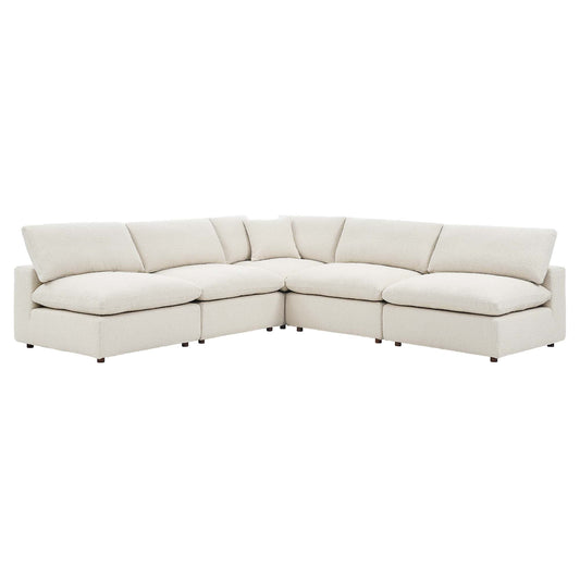 Modway - Commix 5-Piece Down Filled Overstuffed Boucle Fabric Sectional Sofa by Modway  Living Room Sofas and Armchairs White - EEI-6367-IVO