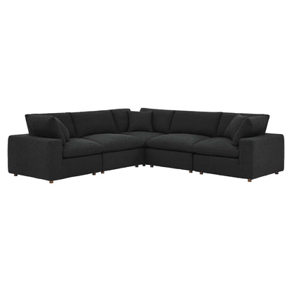 Modway - Commix 5-Piece Down Filled Overstuffed Boucle Sectional Sofa by Modway  Living Room Sofas and Armchairs Black - EEI-6368-BLK