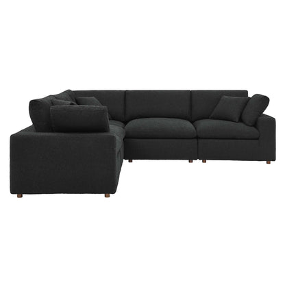 Modway - Commix 5-Piece Down Filled Overstuffed Boucle Sectional Sofa by Modway  Living Room Sofas and Armchairs Black - EEI-6368-BLK